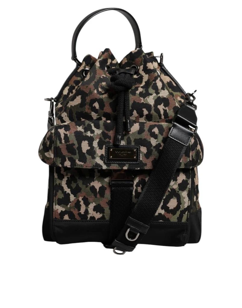 Dolce 
Gabbana Leopard Cotton Shoulder Bucket Men
s Bag
