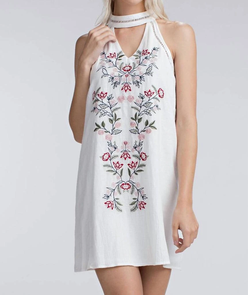 Honey Punch Embroidered Halter Mini Dress Size L