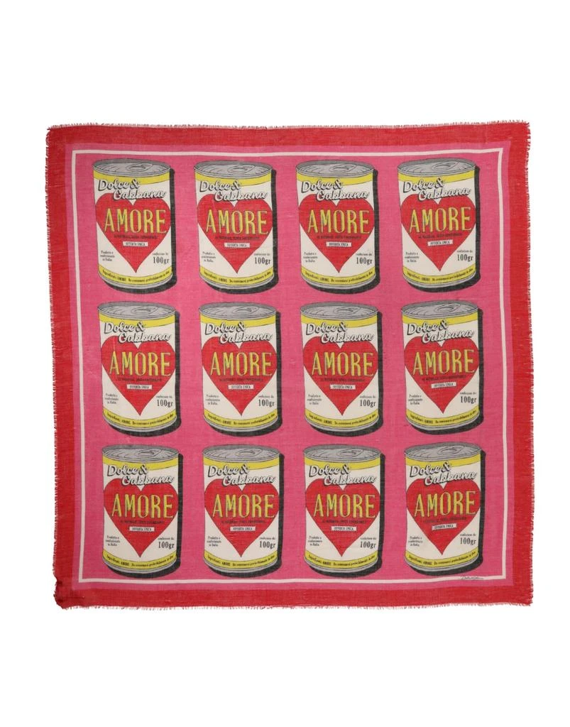 Dolce 
Gabbana DG Amore Print Neck Square Shawl 140cm x 140cm Women
s Scarf 2