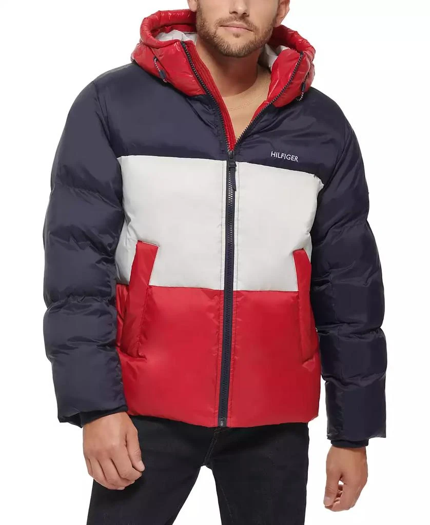 Tommy Hilfiger Men's Colorblock Performance Hooded Puffer Jacket 1