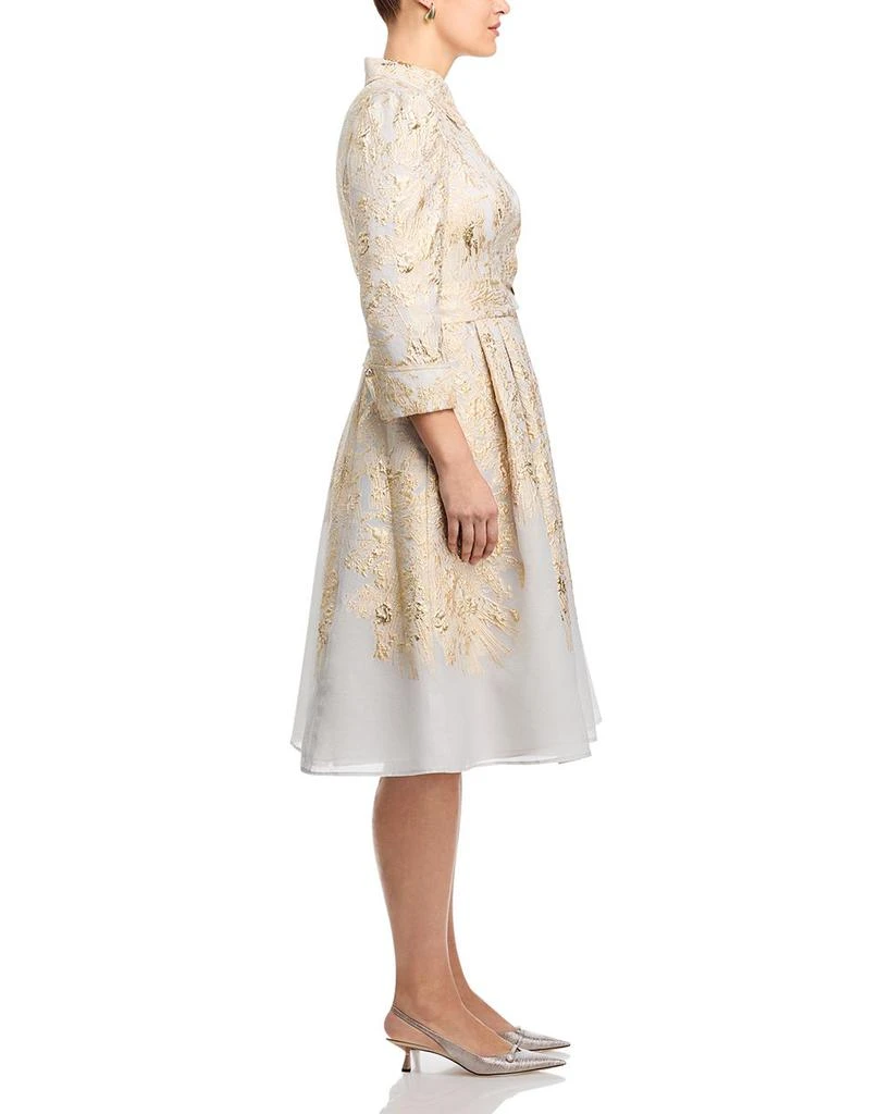 Teri Jon Metallic Jacquard Shirt Dress - Gold - 10 Teri Jon Metallic Jacquard Shirt Dress - Gold - 10