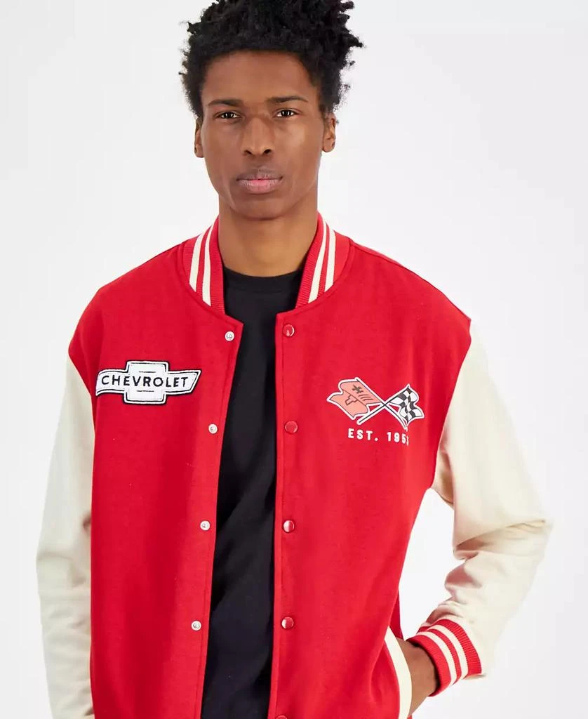 Hybrid Men's Chevrolet Corvette Racing Colorblocked Fleece Varsity Bomber Jacket 2