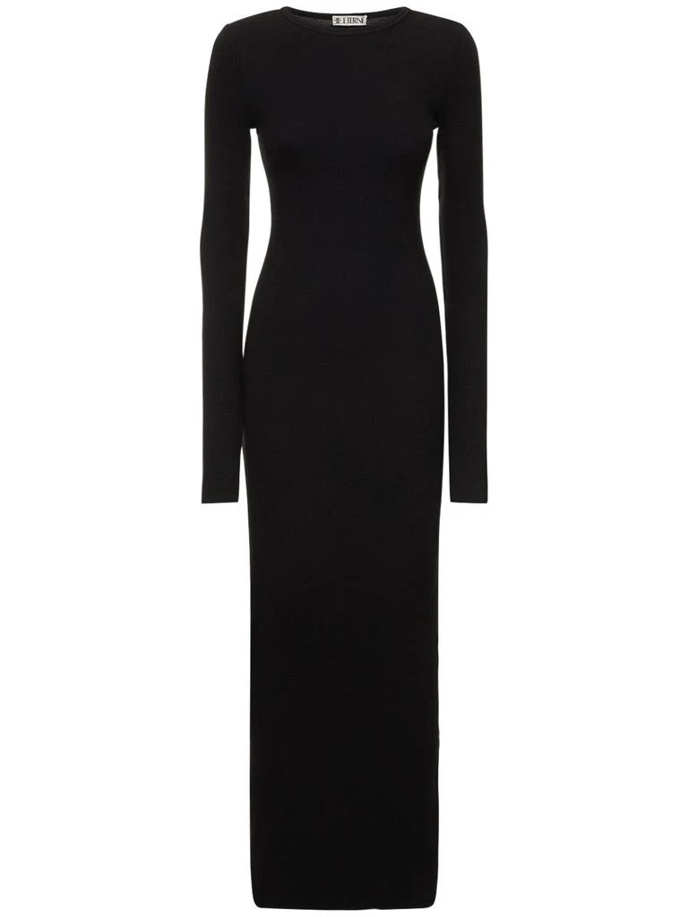 ÉTERNE Cotton Blend Crewneck Long Dress 1