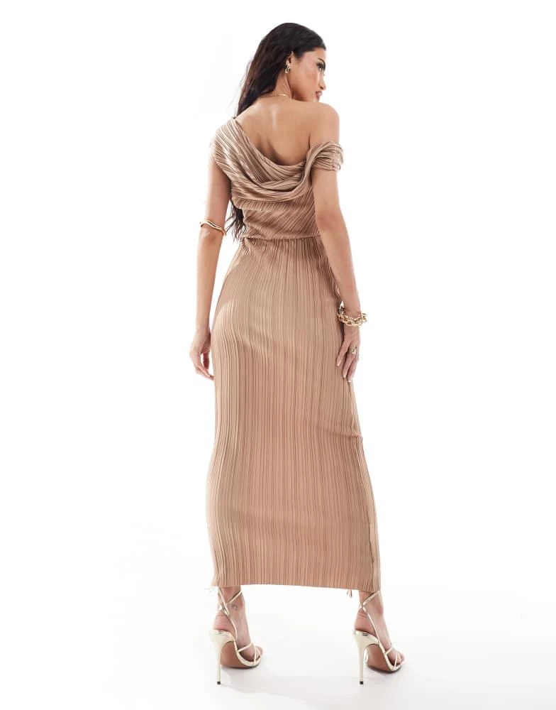 Shop ASOS DESIGN plisse twist fallen shoulder midi dress in camel on Sale  at BeyondStyle  Get 10% Off ASOS DESIGN plisse twist fallen shoulder midi  dress in camel with Limited-Time Flash