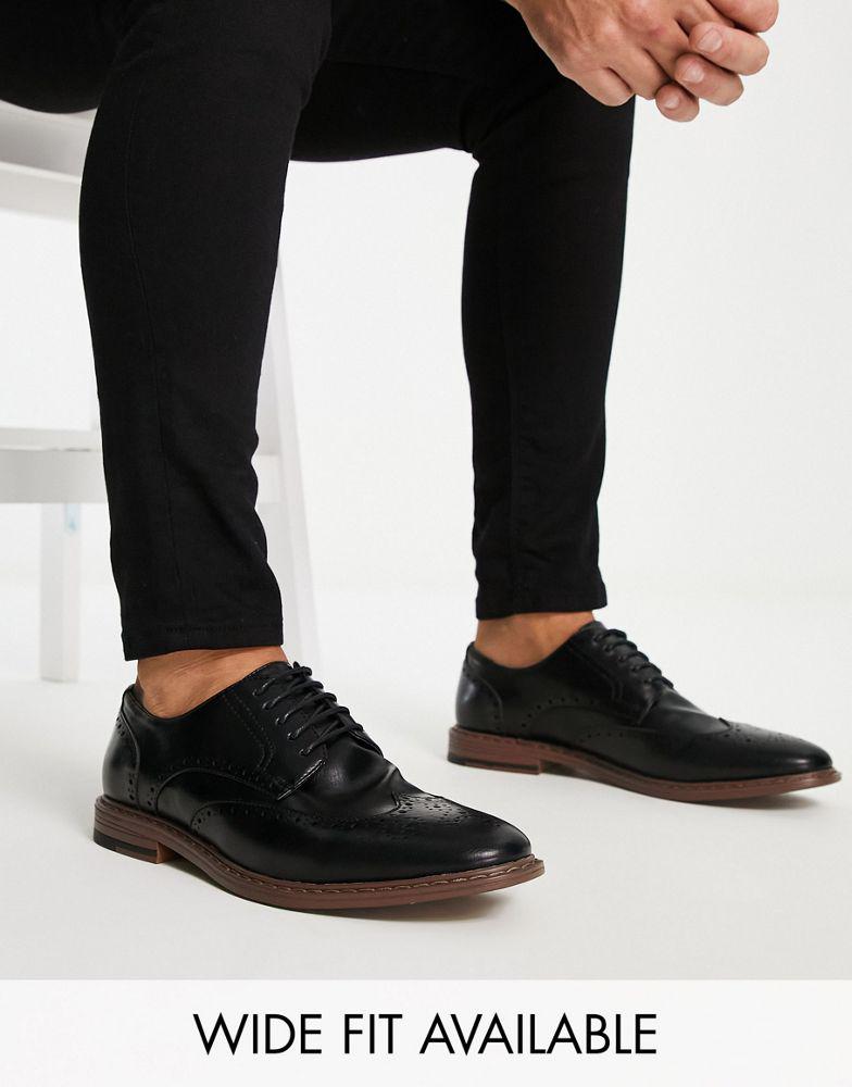 ASOS ASOS DESIGN brogue shoes in black faux leather