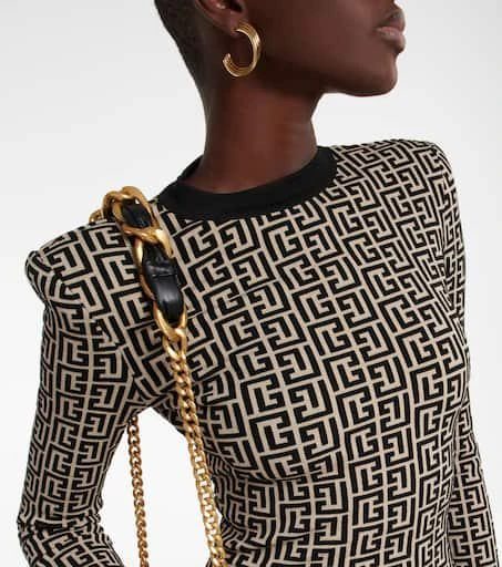 Balmain Monogram wool-blend knit minidress 4