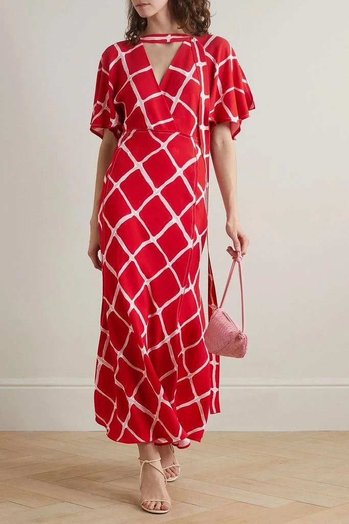 Victoria Beckham Cutout printed crepe de chine maxi dress 2