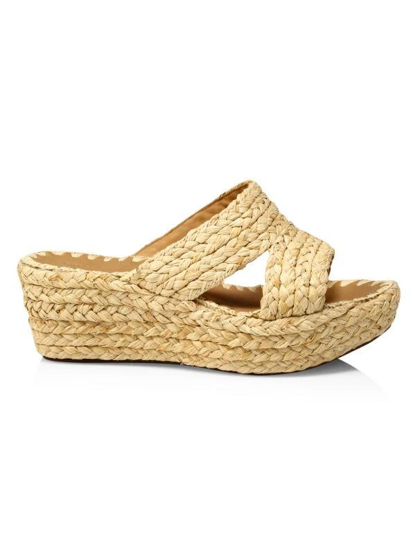 Carrie Forbes Bella Raffia Platform Wedge Mules 1