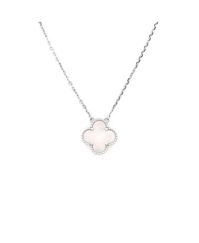 Pre-Owned Van Cleef & Arpels Vintage Alhambra Pendant Necklace 18K White Gold and Mother of Pearl, 16.25"