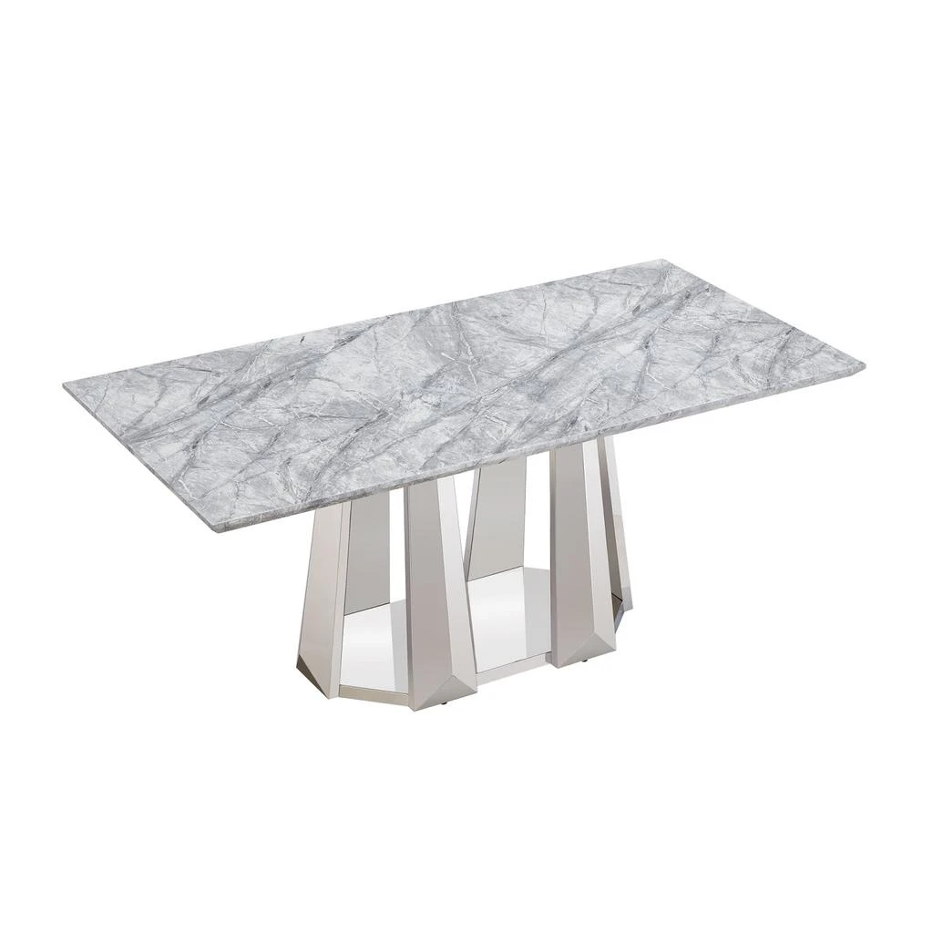 Streamdale Furniture Streamdale 70" Faux Marble Dining Table, Mirrored Base (Silver/Grey) 5
