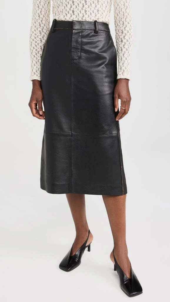 Vince Mid Rise Leather Pencil Skirt 1
