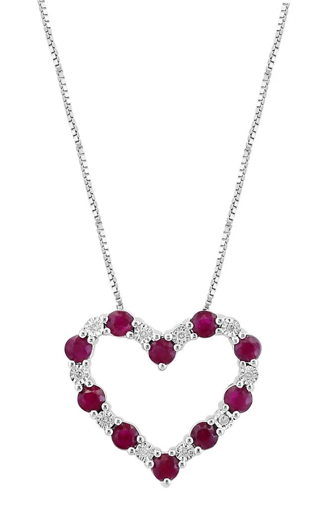Effy Sterling Silver Diamond 
Ruby Heart Pendant Necklace - 0.04ct. 3