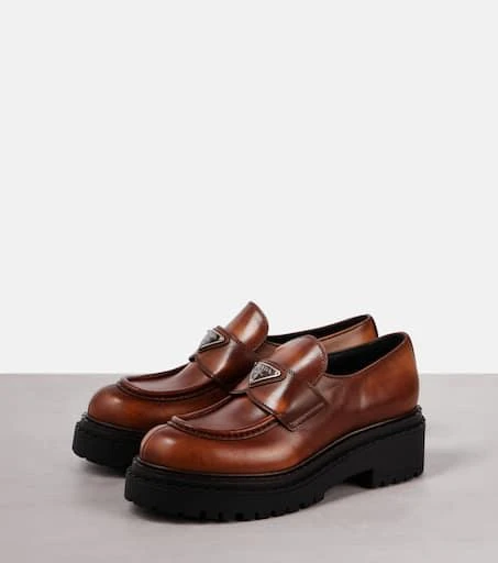 Prada Logo leather platform loafers 4