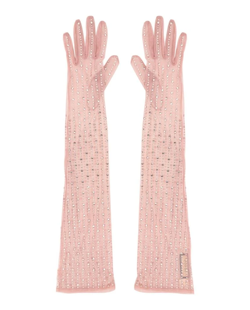 Gucci Long Crystal Embellished Mesh Gloves 1