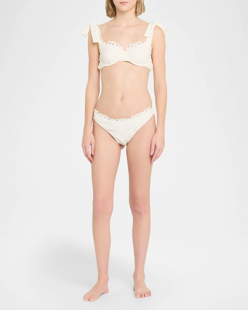 SIMKHAI Sofie Embroidered Tie-Strap Bikini Top 2