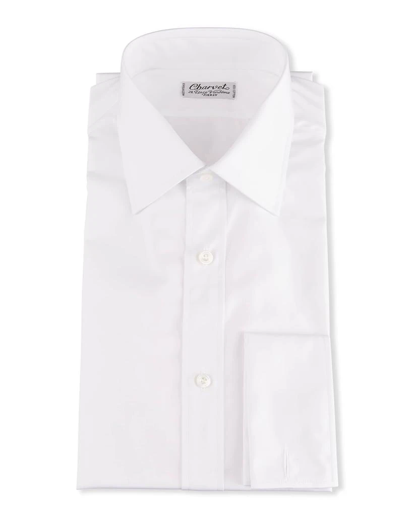 Charvet Men's Basic Solid Point-Collar Dress Shirt with French Cuffs 1