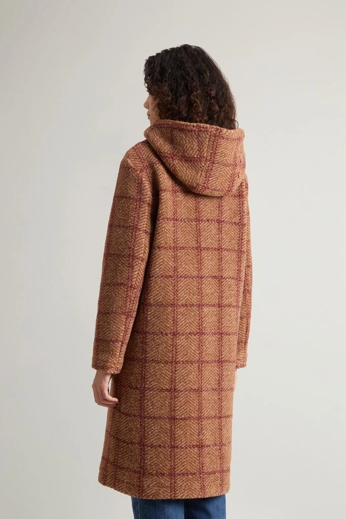 Woolrich Gentry Long Check Coat with Hood - Women - Brown 3
