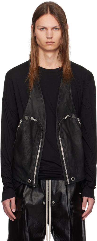 Rick Owens Black Bauhaus Leather Vest - Gilets - Compare