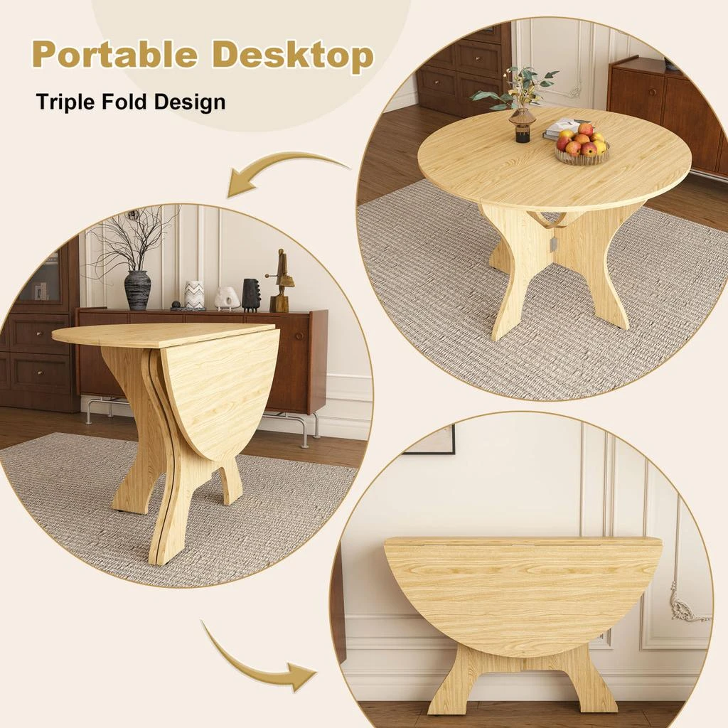 Streamdale Furniture Streamdale 43" Folding Dining Table Set with 2 Chairs, Wild Oak Veneer, Space Saving 6