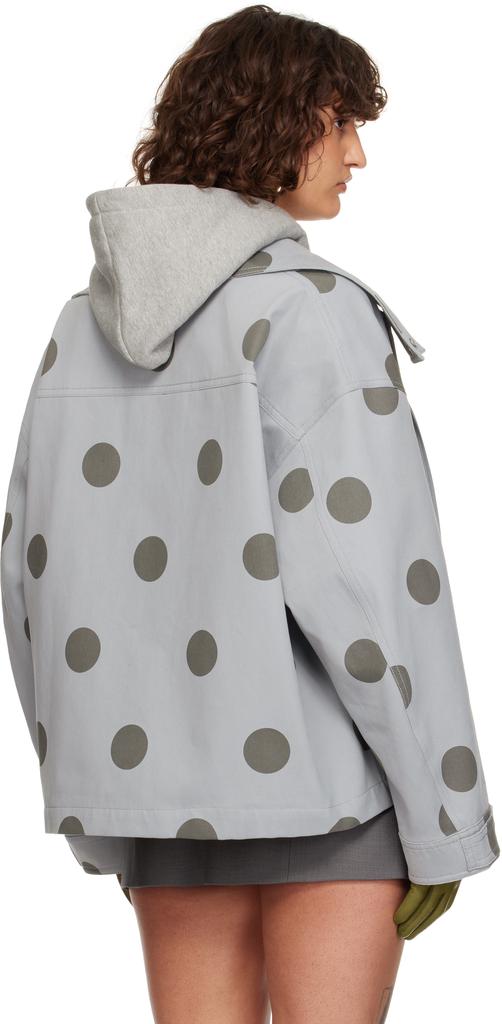 Shop Gray Polka-Dot Print Oversized Jacket on Sale at