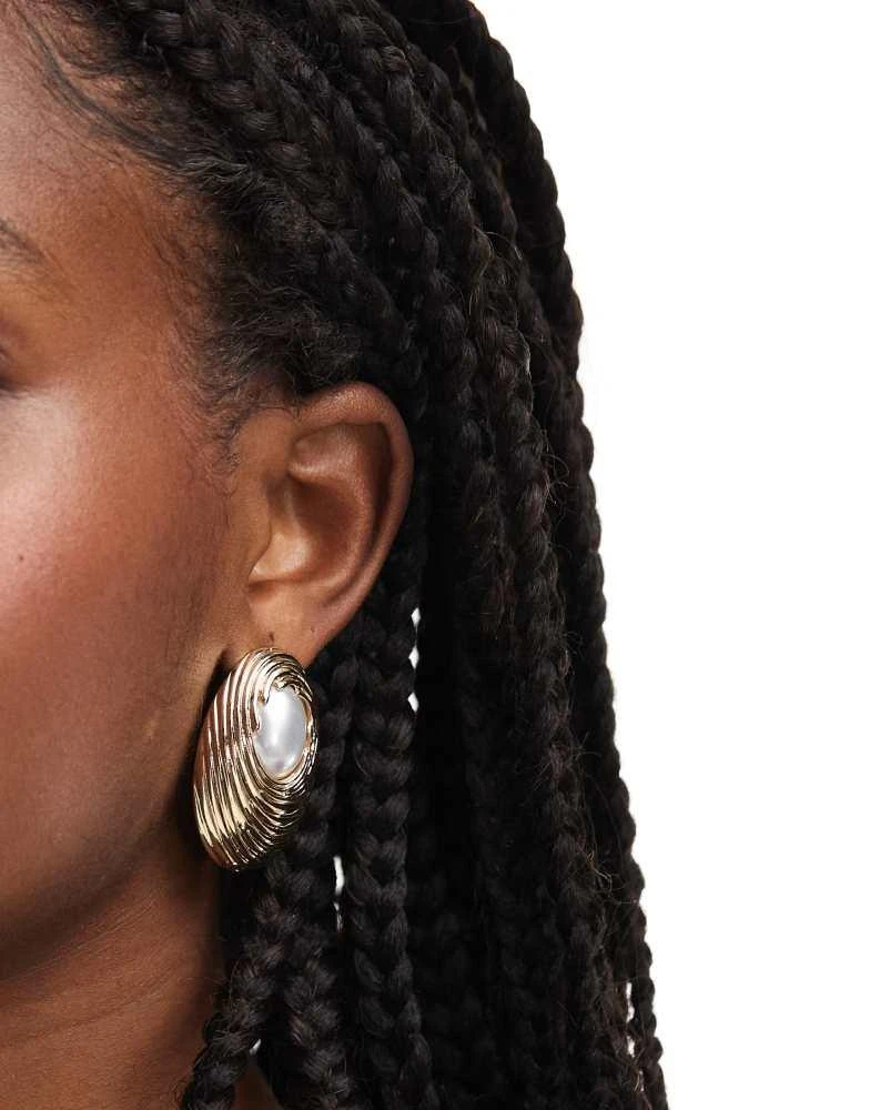 8 Other Reasons 8 Other Reasons 18k gold plated pearl detail oversized stud earrings 2