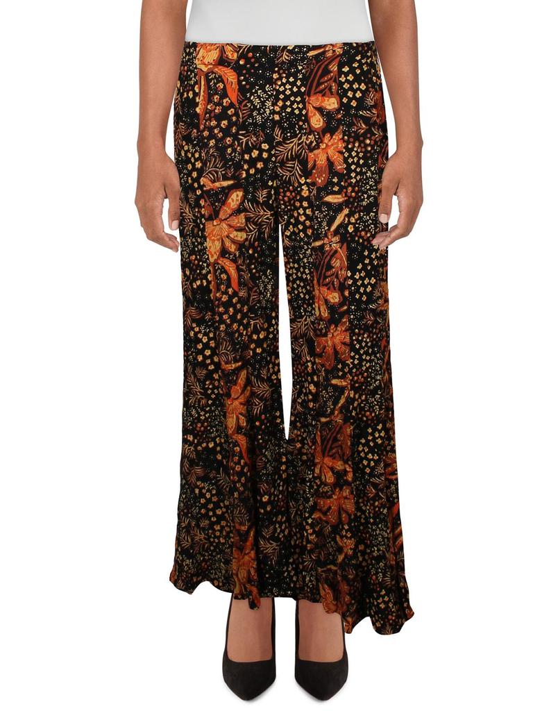 Angie Womens High Rise Printed Wide Leg Pants