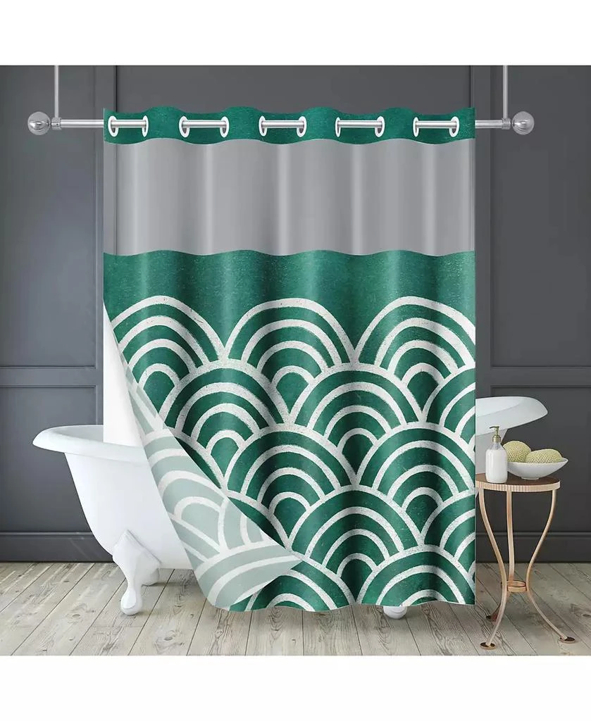 Americanflat Hookless Shower Curtain with Sheer Panel, Snap-In Liner, and Grommets, 72x75 7