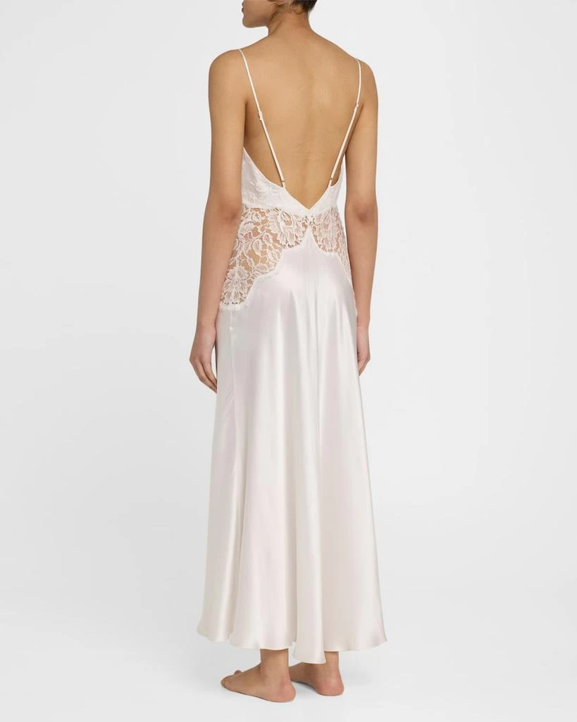 Christine Lingerie Backless Lace & Silk Charmeuse Nightgown 3