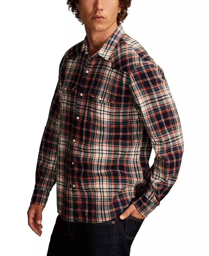 Lucky Brand Men's Indigo Plaid Western Long Sleeve Shirt 2