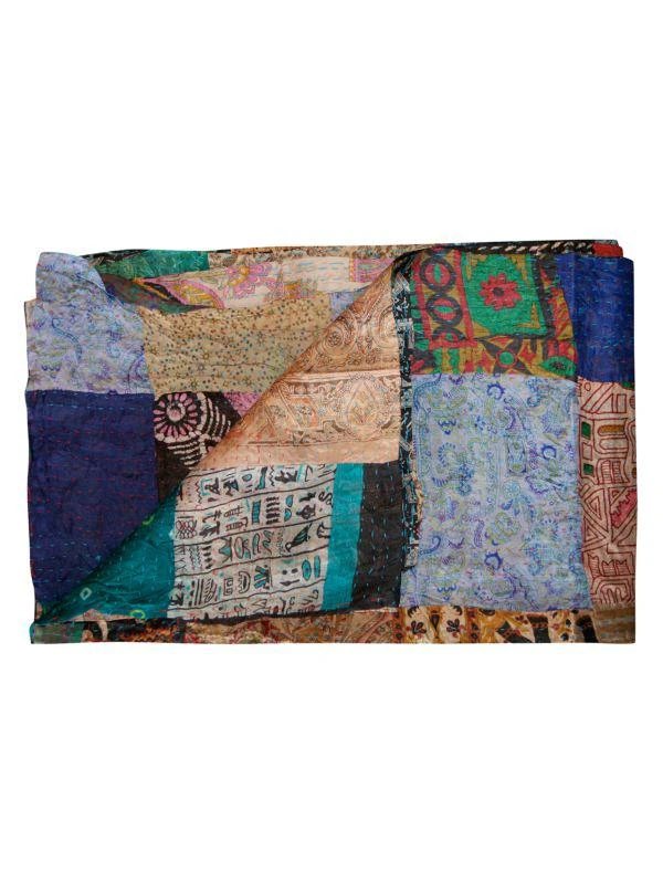 TAJ HOTEL Kantha Silk Patchwork Throw 1