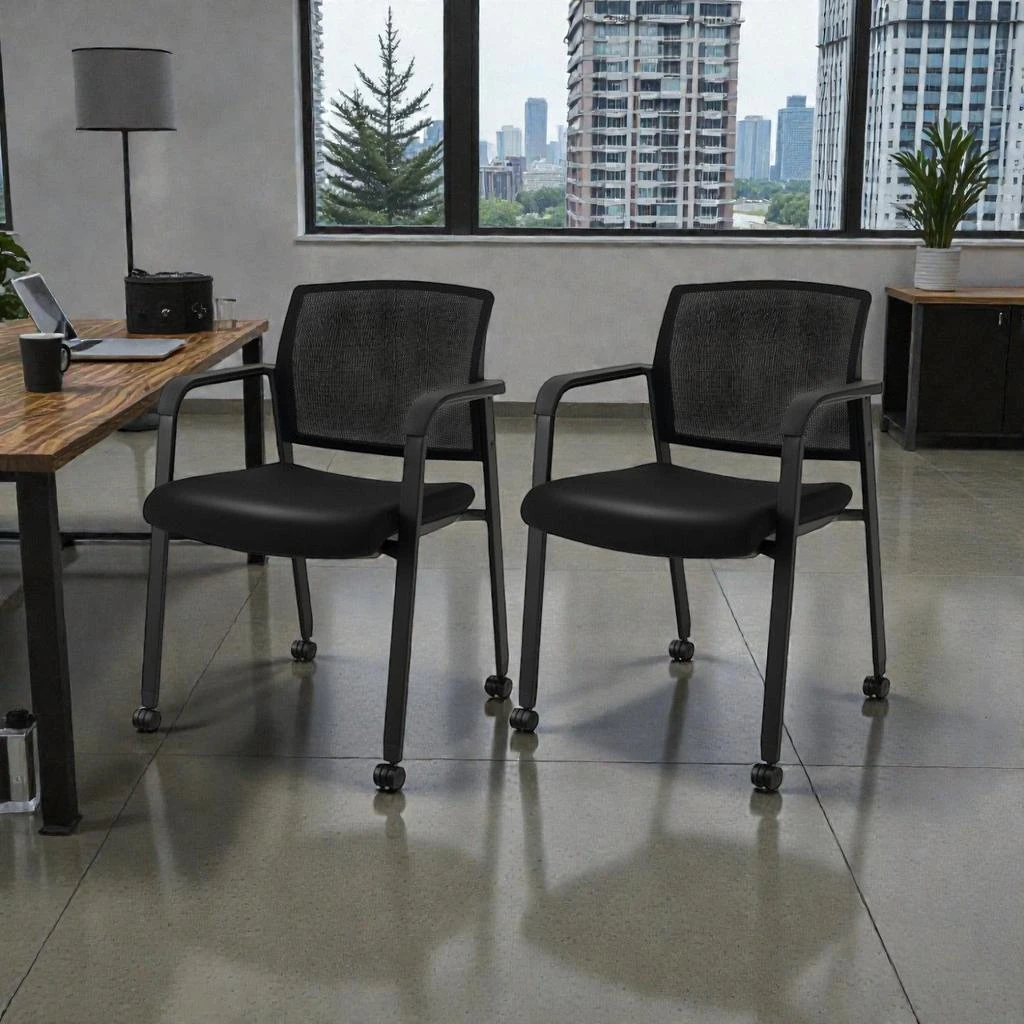 Hivvago 2-Piece Mesh Back Office Chair Set with Wheels for Easy Mobility