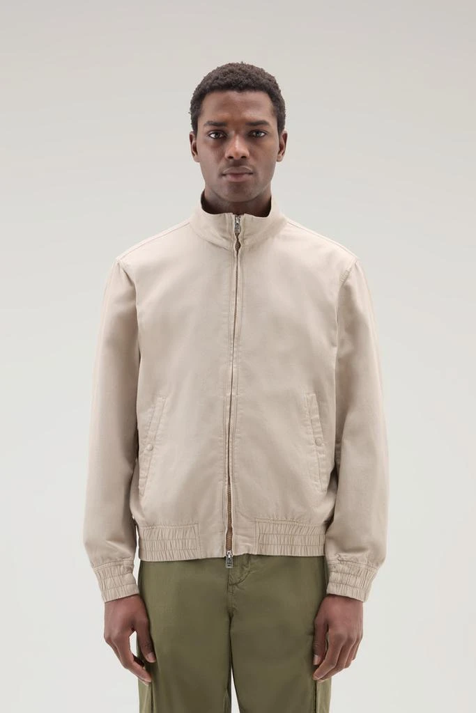 Woolrich Bomber Jacket in Cotton-Linen Blend - Men - Beige 1