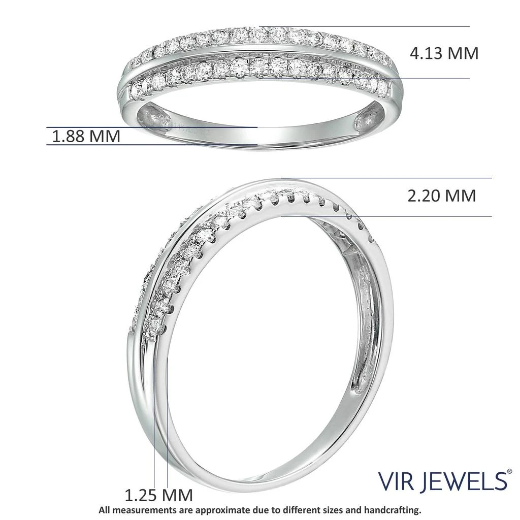 Vir Jewels 1/3 cttw Certified I1-I2 Diamond Wedding Band 14K White Gold Prong Set 4