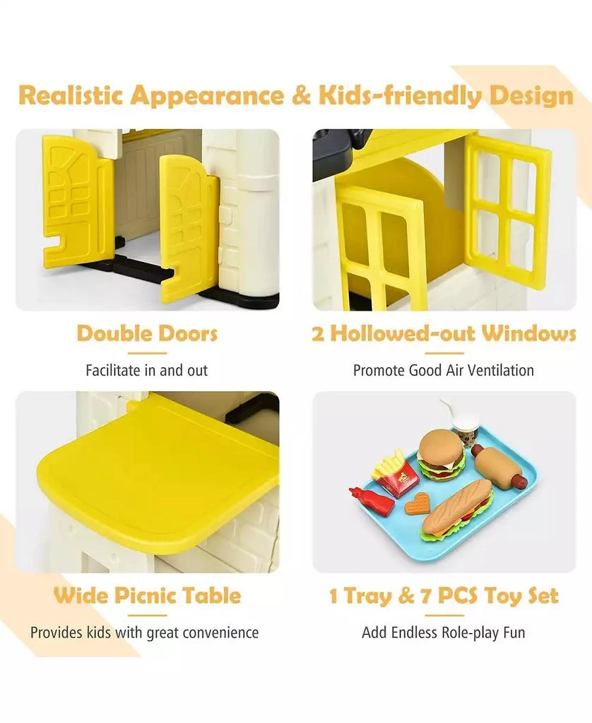 Mecale Kid
s Playhouse Pretend Toy House For Boys and Girls 7 Pieces Toy Set 7