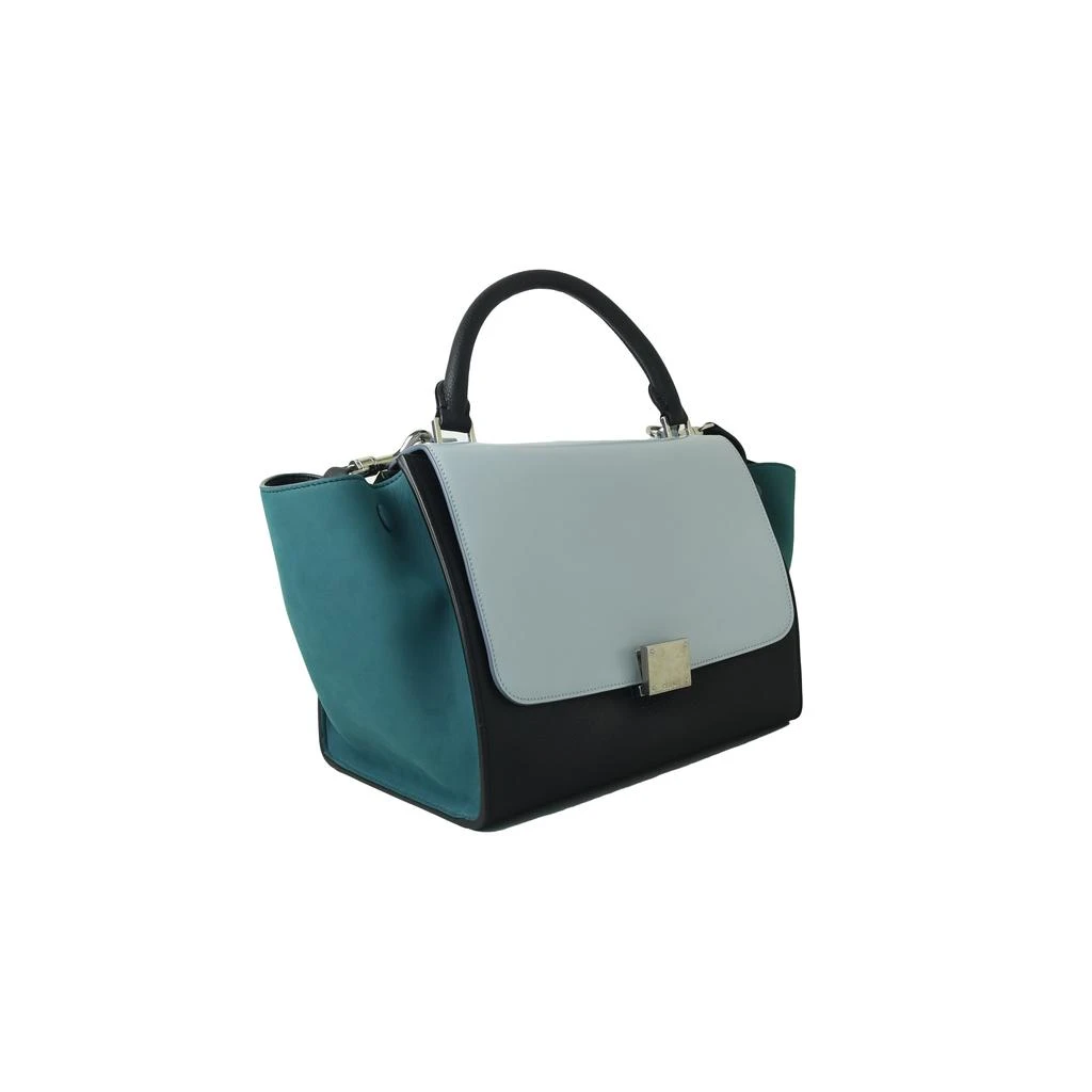 CELINE Celine Small Trapeze Bag White Navy Light Blue Green 2