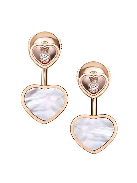 Chopard Happy Hearts 18K Rose Gold, Diamond & Mother-of-Pearl Earrings