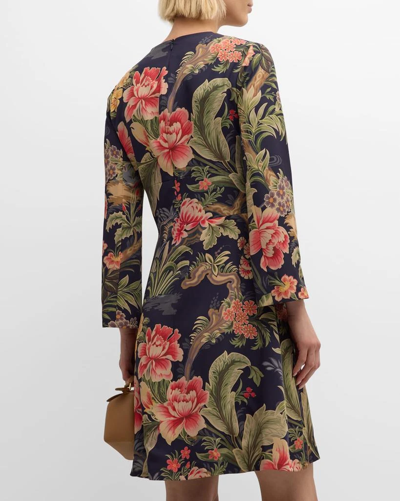 ETRO Idillium Paisley U-Neck Long-Sleeve Dress 6