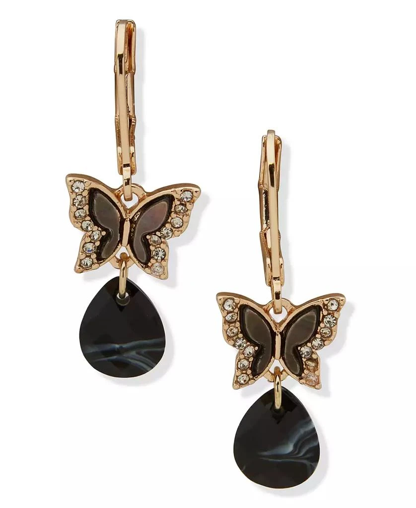 Lonna & Lilly Gold-Tone Butterfly Stone Drop Earrings 1