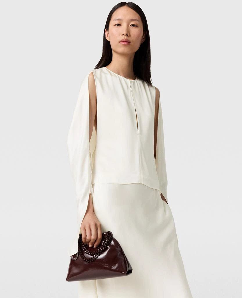 Stella McCartney Stella McCartney - Cape-Sleeve Cut-Out Satin Top, Woman, Cream, Size: 40 1