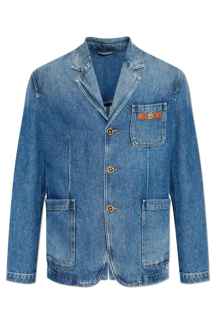 Versace Versace Logo Applique Denim Blazer 1