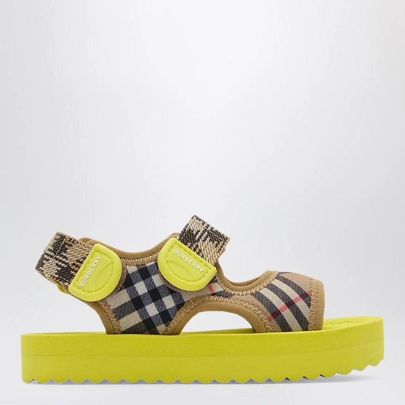 Burberry Sand beige/green Check-pattern sandals