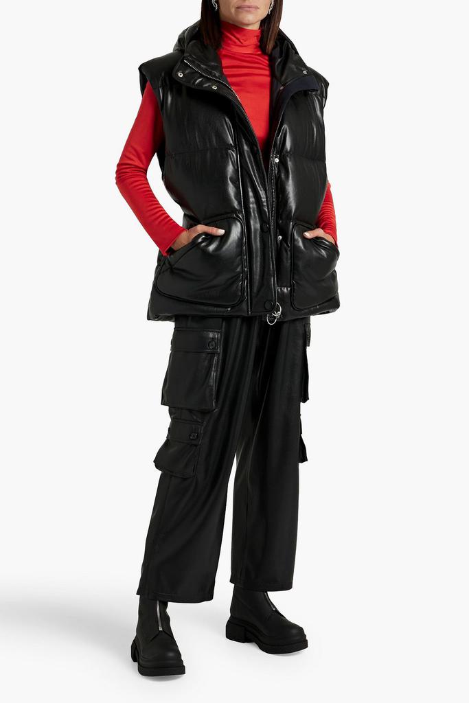IENKI IENKI Michlin belted quilted faux leather hooded down vest