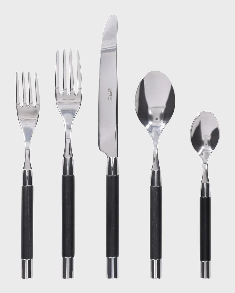Capdeco Conty 5-Piece Place Setting, Black Wood