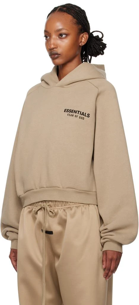 Essentials Beige Fleece Cropped Hoodie 4