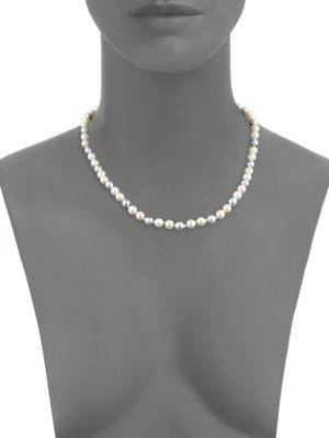 BELPEARL 14K Yellow Gold & Multicolor Round Akoya Cultured Pearl Necklace 2