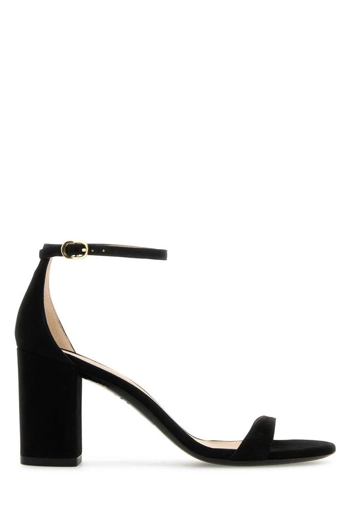 Stuart Weitzman Black Suede Nudist Block Sandals 1