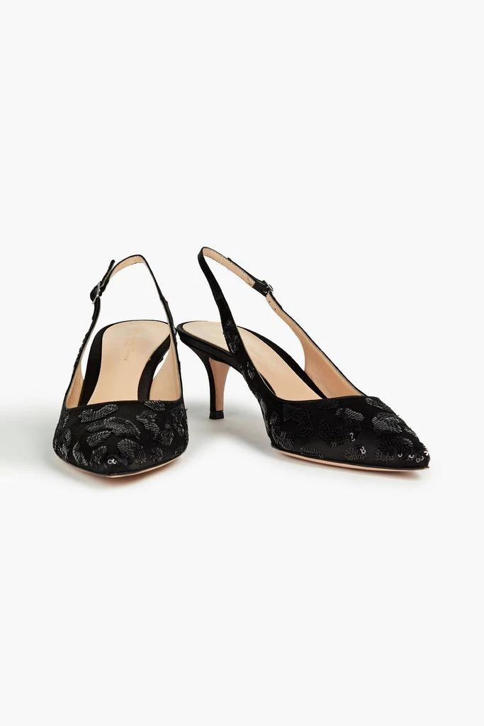 Gianvito Rossi Sequin-embellished satin slingback pumps 2