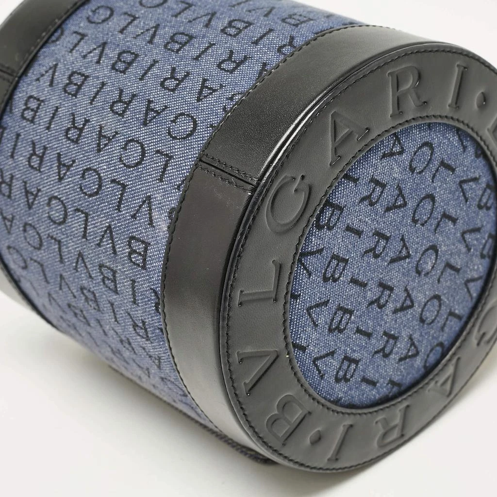BVLGARI Bvlgari Blue/Black Logo Denim and Leather Cylinder Bag 17