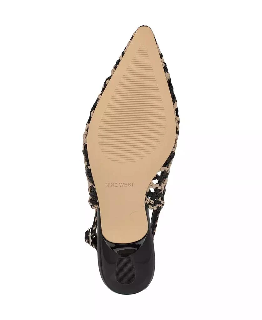 Nine West Women's Madalene Woven Slingback Kitten Heel Pumps 5