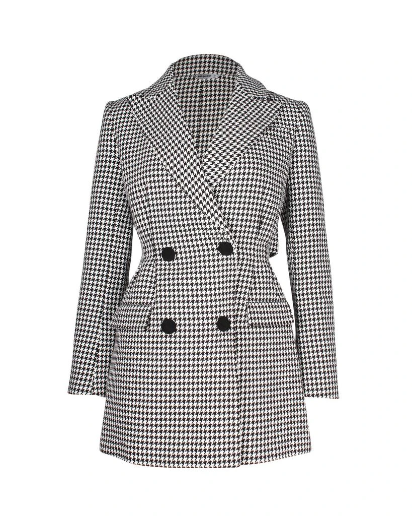 Self Portrait Houndstooth Mini Dress in Black Cotton 1